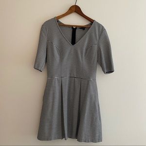 GUESS Black & White Striped A-Line Dress